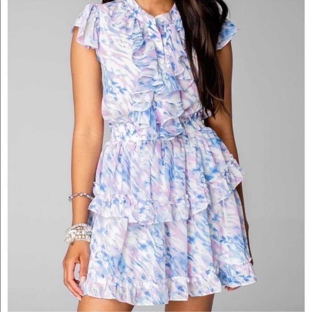 Buddy Love Purple Tie Dye Ruffled Mini Dress